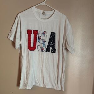 Patriotic embroidered, comfort colors, size large T-shirt